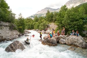 Momo et Jean dans le rapide de la Pyramide